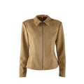 Women's faux suede cinched-waist jacket in khaki