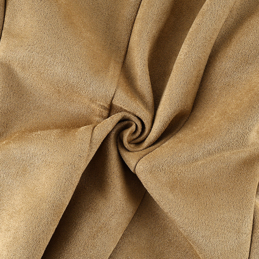 Women's faux suede cinched-waist jacket in khaki