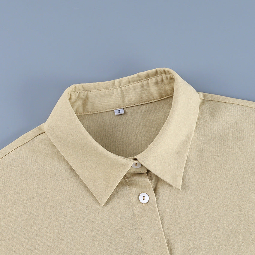 Women's 100% cotton long-sleeve button-up shirt