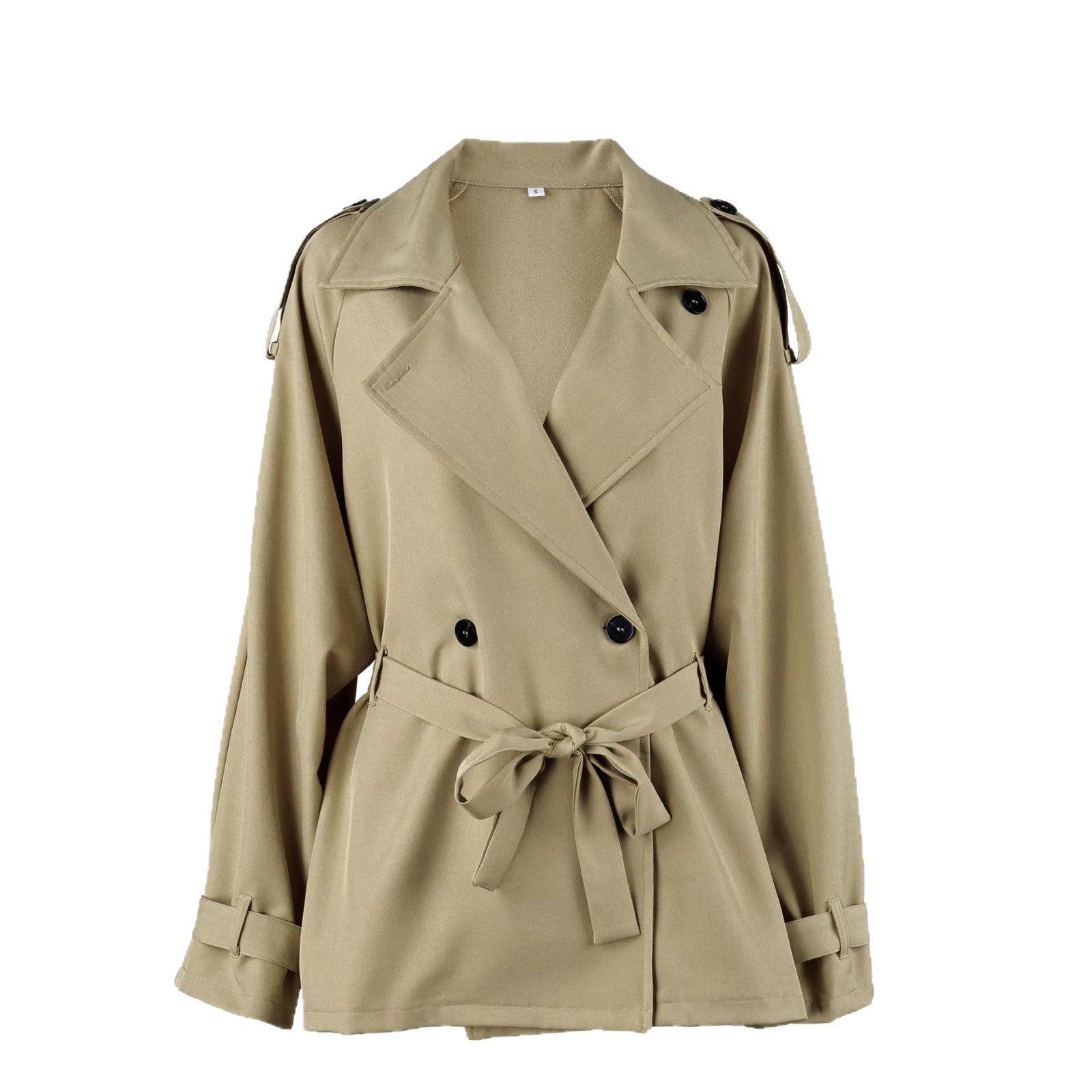 Women's belted lapel windbreaker jacket