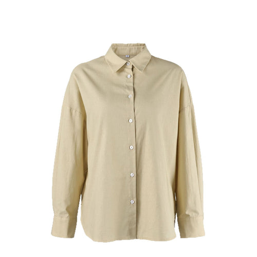 Women's 100% cotton long-sleeve button-up shirt