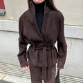 Women's faux suede long-sleeve jacket