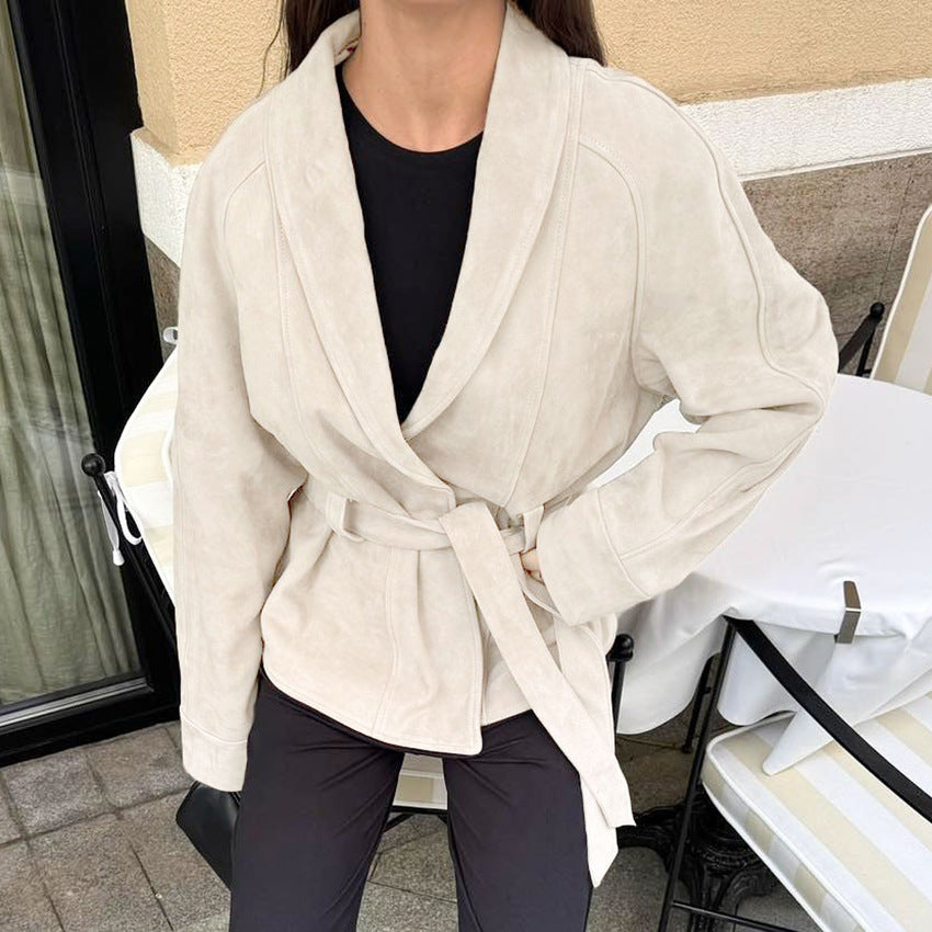 Women's faux suede long-sleeve jacket